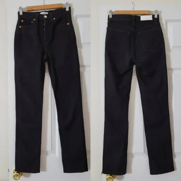 Re/Done Originals 80s Slim Straight in Jet Black 25 - Picture 3 of 11